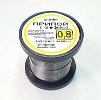 ПРИПОЙ  0,8 мм 100 гр. (+-20г.)(катушка) ПОС-61 с канифолью  "SoftSolders"  
