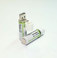 АККУМУЛЯТОР R06 ( AA/ R6 ) 1450mAh 1,2V Ni-Mh (14х50мм) (02238) (Встроенное ЗУ через USB) с платой защиты; LED подсветка; Можно заряжать от любого U