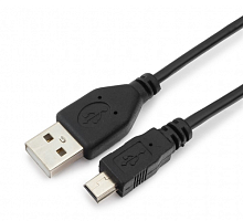 КАБЕЛЬ USB-AM / miniUSB (штек.5pin) ver.2.0 (1,8м); контакты: Никель; цвет: черный "ГАРНИЗОН"