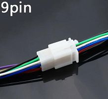 Разъем Межплатный кабель питания 9PIN КОМПЛЕКТ 20AWG=0,5мм2 провода 3х90мм (штекер+гнездо) с проводами(красн/черн/зелен/желт/син/коричн/фиолет/белый/с