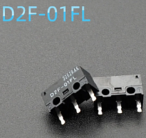 Микропереключатель, 3pin, ON-(ON) без фиксации, под пайку, 12,8x5,8x6,5мм, корпус: черный (D2F-01FL)