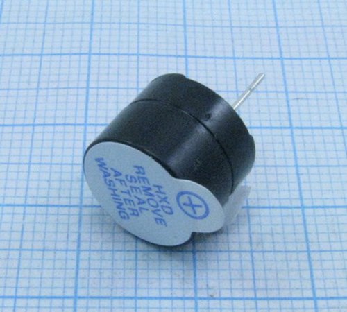 BUZZER DC 5v (зуммер) d=12мм выс. 9мм HCM1205X/1205FXP/TMB12A05) Мощность излучения :85dB , 30ma , 2.3 кГц (встроенный генератор)