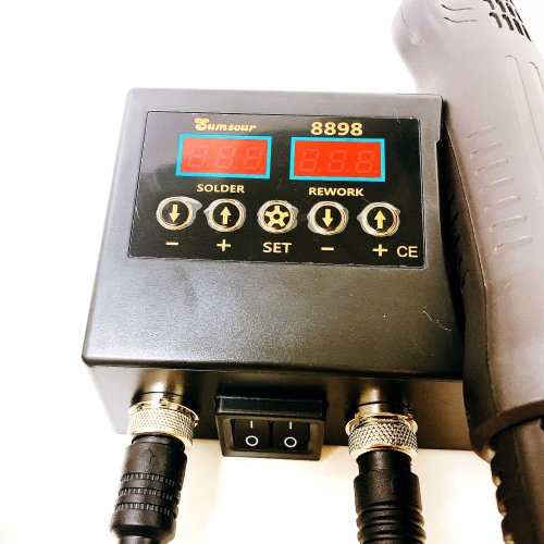 ПАЯЛЬНАЯ СТАНЦИЯ SUMSOUR 8898 ( ПАЯЛЬНИК+ФЕН- турбинный с держат.) P=700W; Маленькая металлическая подставка под паяльник;2 LED диспл; ПАЯЛЬНИК: фото 3