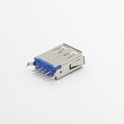Разъем USB 3.0 A JS ( Гнездо на плату )    ( тип A )  ver.3.0;  вертик.исполн; ( 9 контактов-DIP, 2 устан.лепестка-DIP ); дл=15мм,  шир=12мм;  края пе фото 2