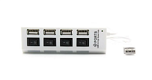 Разветвитель USB 2.0 (4 входа) 4port с выключателем "№401"; 480mbps; сила ток max: до 500mA; пит. через USB (кабель 0.5м); Возможность включения/отклю