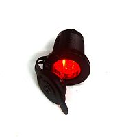 Гнездо прикуривателя на корпус (с крышкой) 12V 120W; ВРЕЗНОЕ; корпус: пластик; с подсветкой красного цвета; на клеммах 6,3мм; монтаж в панель, d=27мм 