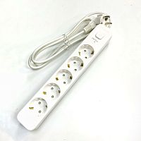 СЕТЕВОЙ УДЛИНИТЕЛЬ 1.5м  (5 розет); 2500W; 10A; "PERFEO POWER STREAM", с заземл/ с выключателем/ индикацией / с защитными  шторками  цвет: БЕЛЫЙ 