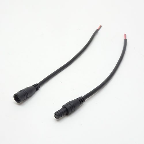 Разъем герметичный 2-х контактный (2 PIN) (IP65) КОМПЛЕКТ (штыревая+гнездовая часть) Черный обрезиненный пластик на кабеле (2P F/M 22AWG*2 L150mm BLAC фото 2