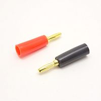 ШТЕКЕР БАНАН КР/ЧЕР пласт. Gold (1-624G) (Резьбовое соединение изолятора) red/black под винт