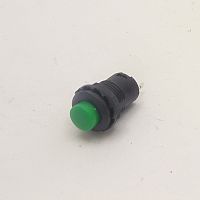 Кнопка круглая, 2pin, OFF-ON с фиксацией, AC 220/250V 1.5A, d:12мм Фланец: 14мм, нормально разомкнут, корпус: зеленый (DS-228)