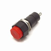 Кнопка восьмиугольная, 2pin, ON-OFF с невидимой фиксацией, AC 220/250V 3.0A, нормально замкнут, корпус: красный (PBS-14A)