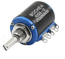 РЕЗИСТОР 2W Переменный     100 Om прецизионный многооборотный МОНО 3pin (Число оборотов - 5) линейная 5% вал 4мм х 20мм / гайка М8 (2W проволочный) (2