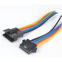 РАЗЪЕМ (комплект) 5pin, SM2,54-5P с проводами L=15-20см, Штекер/ Гнездо (черный с замком). (красный/черный/синий/зеленый/желтый) 