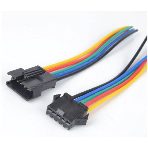 РАЗЪЕМ (комплект) 5pin, SM2,54-5P с проводами L=15-20см, Штекер/ Гнездо (черный с замком). (красный/черный/синий/зеленый/желтый) 