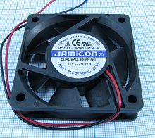 Вентилятор компьютерный DC12V, 60x60x15мм, 4500об/мин., подш. скольжения, 2pin, 0.17A 2.04W Jamicon JF0615B1H-R (JF0615B1H-001-243R)
