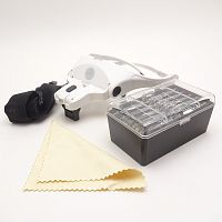 ОЧКИ РАДИОМОНТАЖНИКА СО СМЕННЫМИ ЛИНЗАМИ 9892-B1 NGY С подсветкой 2LED (св/д) ; пит:3х AAA (1.5V) (в компл.не входят) увеличен: (1,0х/1,5х/2,0х/2,5х/3