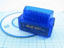 АДАПТЕР ELM-327 (ver.2.1) Bluetooth OBDII мини Синий Для связи диагн.програм.обеспеч.с ЭБУ авто (прот: ISO 9141-2; ISO 14230-4 KWP; ISO 15765-4 CAN; S
