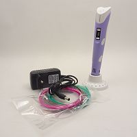 3D Ручка   Помощник PM-TYP01 (Фиолетовая) ( диаметр сопла: 0.4 - 0.7 мм )  БП 12V / 2A;  диаметр нити: 1.75 мм; регулировка температуры: цифровая, кла