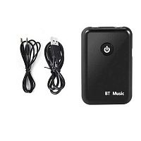 Приемник-передатчик Bluetooth-гарнитура V4.2 ;BT-MUSIC; шнур USB -microUSB, кабель 3,5 штек стер (2pin) -3,5 штек стер. (2pin)  в комплекте;