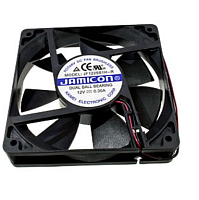 Вентилятор компьютерный DC12V, 120x120x25мм, 7 лопастей, 2400об/мин., подш. качения, 2pin, 0.3A 3.6W Jamicon JF1225B1H-000-065R/JF1225B1H-R, пластик