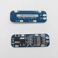 Плата PCB (защиты) для 3-х Li-Ion АКБ, до 10А с балансировкой, , для контроля заряда/ разряда HX-3CFL-10A; 52х17мм Вес: 3,4гр