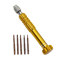 Набор часовых отверток "5 in 1(цанга)" 6 предм: 5 бит: PH/T5/T6/T7/SL + держатель; Ph-инструмент для набора Torx; L=9см; Цвет желтый;