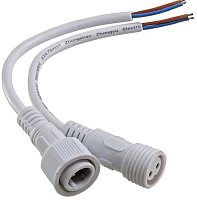 Разъем герметичный Круглый 2-х контактный (2PIN) (IP68) КОМПЛЕКТ (штыревая+гнездовая часть) Белый обрезиненный пластик на кабеле (2pin  WP  L=40  D=21
