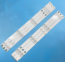 Светодиодная планка для подсветки ЖК панелей 43" 3V (4+4линзы) K430WDD1 A3 4708-K43WDD-A3117N01 43LFA69K (ПЛАНКА СОСТОИТ из 2-х частей 4+4LED=777 мм, 