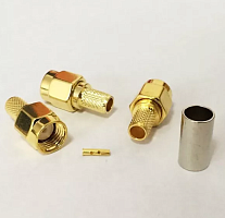 Разъем SMA GOLD гайка со штекером под обжим на кабель RG8