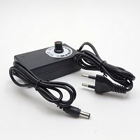Блок питания регулируемый, аналоговый, 3-24V, 1.0A, 3-24W, штекер: 5,5 х 2,5мм, В корпусе, вх: AC 220-250V, Встроенный сетевой шнур