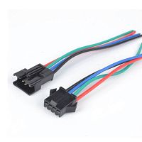 РАЗЪЕМ (комплект) 4pin, SM2,54-4P Штекер(черный с замком)-Гнездо Для подкл. драйверов к св/диод. технике. С проводами L=10см(красн./черн./зел./красн.)