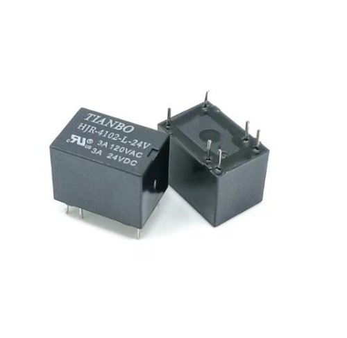 Реле э/м DC12V 3A 6pin, пайка (PCB), Контакты: 1 перекл.группа (1С) (24VDC/3A; 120VAC/3A) 15,7x10,4x11,7мм (TIANBO HJR-4102-L-12V)