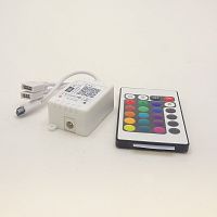 Контроллер Огонек OG-LDL27 LED  2хRGB по Wi-Fi с ИК-пультом:2канала RGB по 4A, мини, DC 5-28V, 2х72W