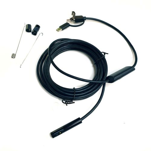 ВИДЕОЭНДОСКОП с двумя камерами (фронтальная и боковая) "Android 3 in 1" (microUSB + USB + Type-C) (d=8мм/жесткий кабель- 3м) ; IP67;  HD 640*480/1280*