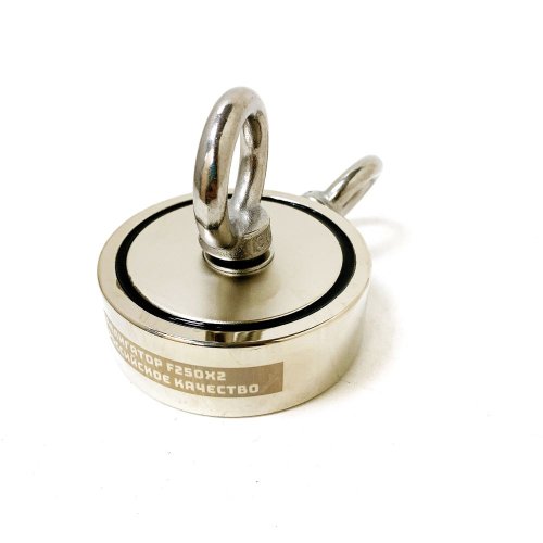 Магнит неодимовый поисковый двухсторонний F-250x2, 75х8,5х25мм, сила сцепления: 290кг, N52