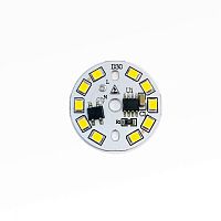 МАТРИЦА СВ/ДИОДНАЯ 220VAC   5W БЕЛЫЙ 10LED/ SMD 2835 ; 3000-3200k ; габариты:Ø30мм(D-30) на алюминиевой подложке