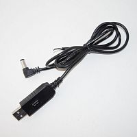 КОНВЕРТЕР-ПЕРЕХОДНИК  5V на 9V 1A  Вход: USB-AM - 5Vdc; Выход: Штекер угловой- 5.5*2.1/2.5) (Длина кабеля- 1,3м); Для подключения маломощных устройст