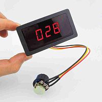 РЕГУЛЯТОР МОЩНОСТИ ШИМ ПОСТ. ТОКА до 5A, U=6-30V, P=до 150W,   (Ток 8A max) выносной потенциометр (кабель: 19см) , 80х40х25мм