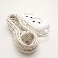 СЕТЕВОЙ УДЛИНИТЕЛЬ 5м  (2 розетки)  без заземления; номин. напряж.=220v/ ток: 6A/  "Обиход/ Jett " 