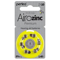 БАТАРЕЙКА  ZA10 <PERFEO> (PR70/AC10/DA230) 1,45V, Zinc-Air (воздушно-цинковая),Airozinc Premium, Для слуховых аппаратов, Цена за 1шт.(BL-6)