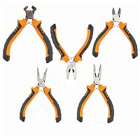Набор инструментов 5 в 1 (WANG SHUN TOOLS ОТК-6641) шарнирно-губцевый набор: пассатижи прямые, утконосызагнутые, кусачки торцевые, длинногубцы, бокоре