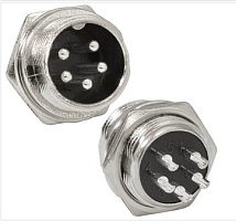 РАЗЪЕМ GX16 16M-5B (D16mm) 5PIN ШТЕКЕР НА КОРПУС металл под пайку (1-562-5 MIC16 5P)  (ответная часть гнездо на кабель GX16 16M-5A 12579) 