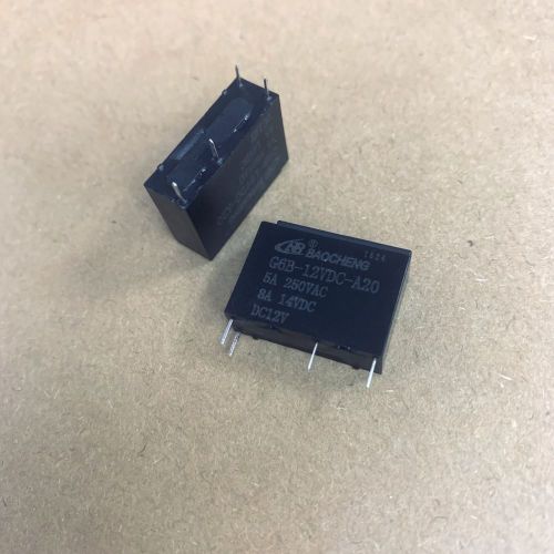 Реле э/м DC12V 5A 4pin, пайка (PCB), Контакты: 1гр. на замыкание (1А) (14VDC/8A; 250VAC/5A) 20x14,8x6,8мм (BAOCHENG G6B-12VDC-A-20) фото 2