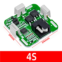 Плата PCB (защиты) для 4-х Li-Ion АКБ 4S, 16v до 14А  с термодатчиком (70*C); балансировкой, с гнездом зарядки, для контроля заряда/ разряда 34х34мм