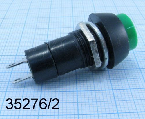 Кнопка круглая, 2pin, OFF-ON с невидимой фиксацией, AC 220/250V  3.0A, нормально разомкнут, корпус: зеленый (PBS-11A, PB-305, D-208) фото 2