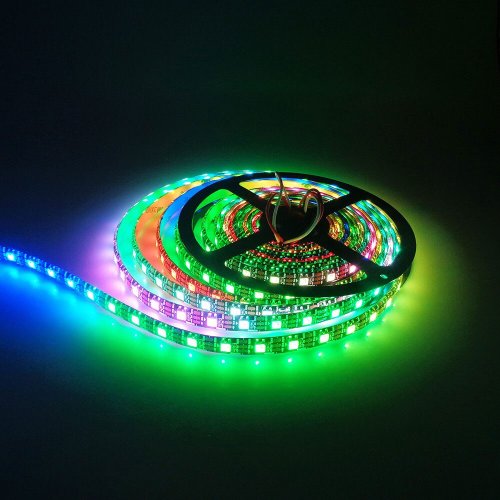 Лента св/д. IP20 (5050/60) адресная WS2812B, RGB 10мм, 3pin; 1м=30сегм; 60LED*10-12Lm, 5V, 14,4W-1м*5м, с разъемами ,  ЦЕНА ЗА 1МЕТР,