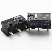 Микропереключатель, 3pin, ON-(ON) без фиксации, под пайку, 12,8x5,8x6,5мм, корпус: черный (D2F-F-3-7)